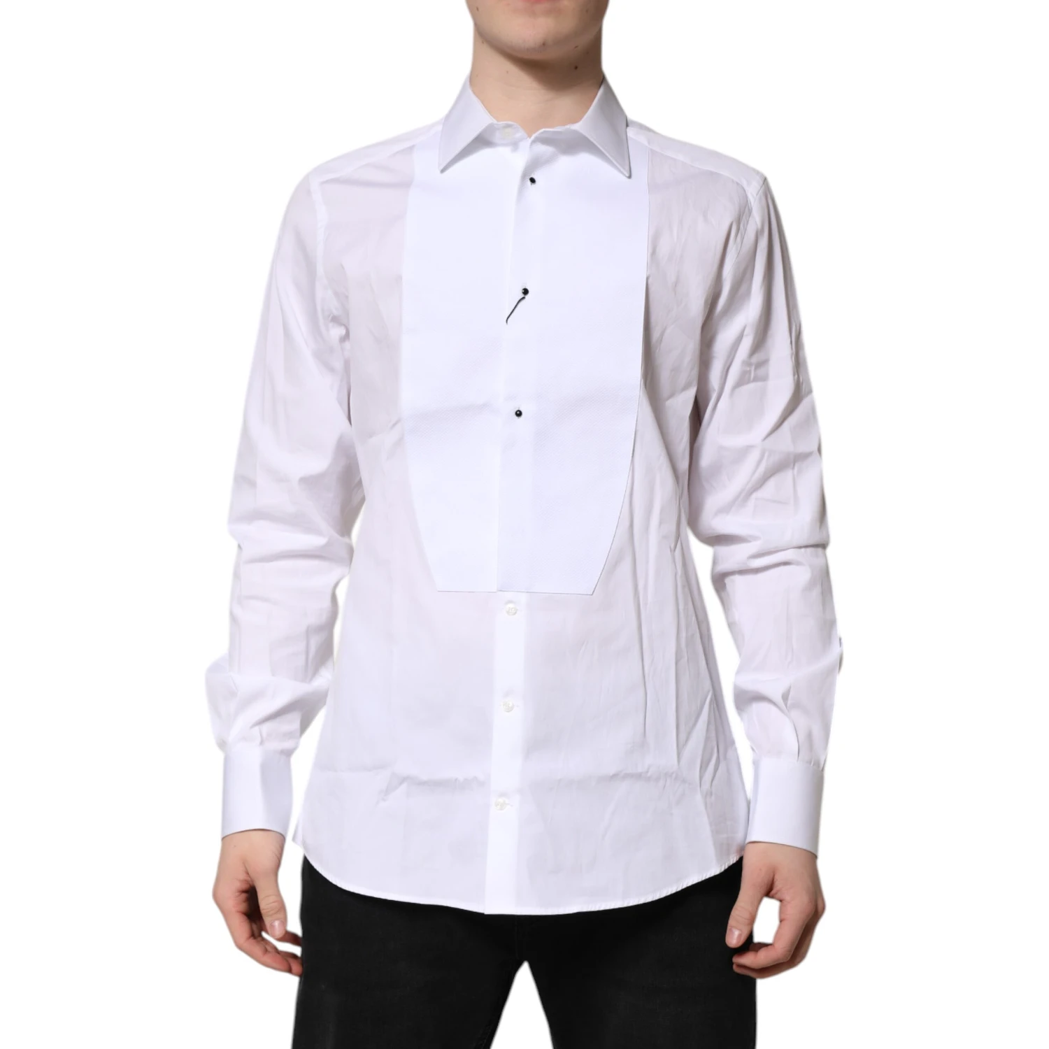 White Silk Bib Poplin GOLD Men Formal Shirt