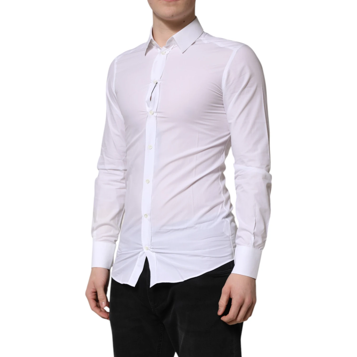White GOLD Long Sleeves Dress Men Formal Shirt