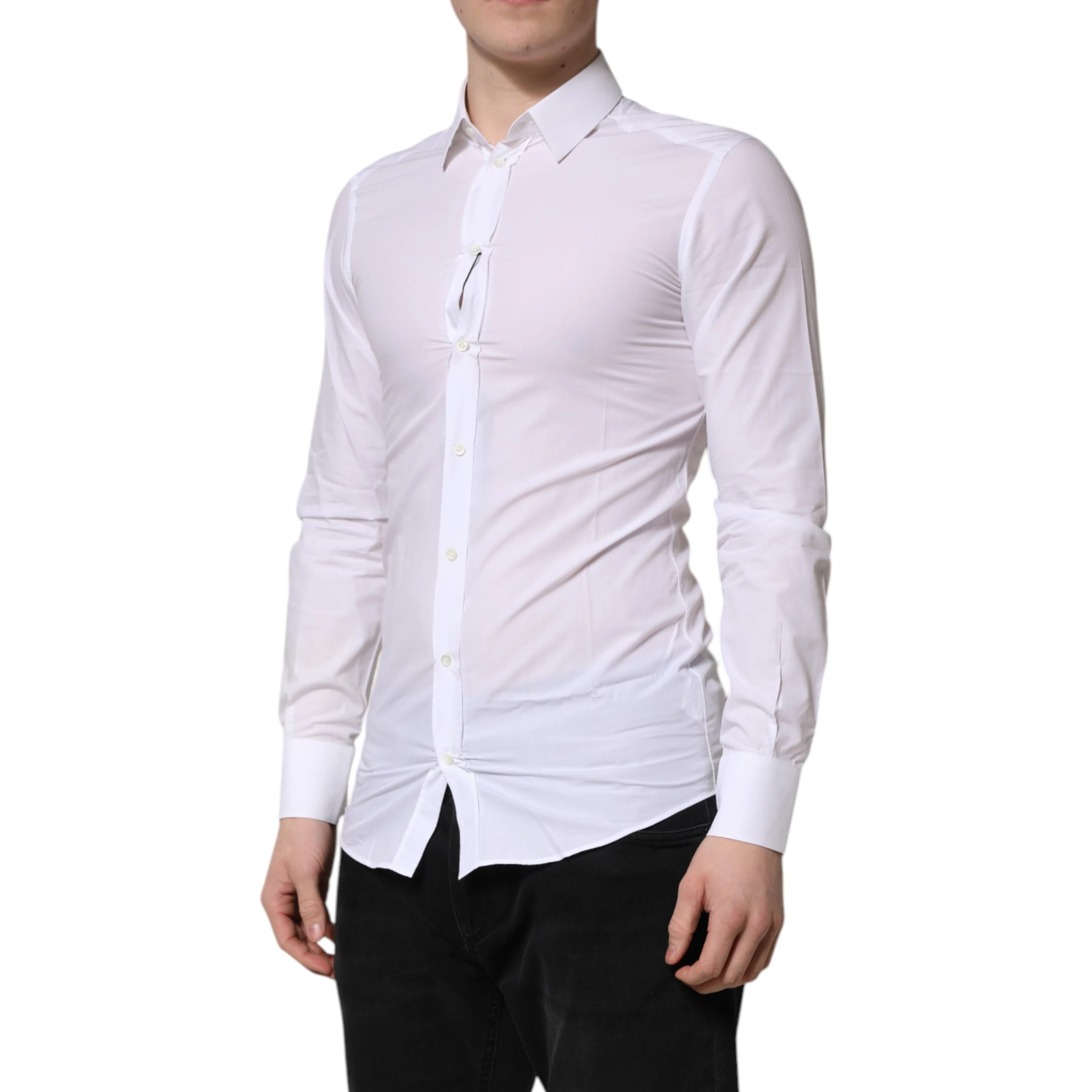 White GOLD Long Sleeves Dress Men Formal Shirt