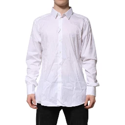 White Cotton GOLD Long Sleeves Formal Shirt