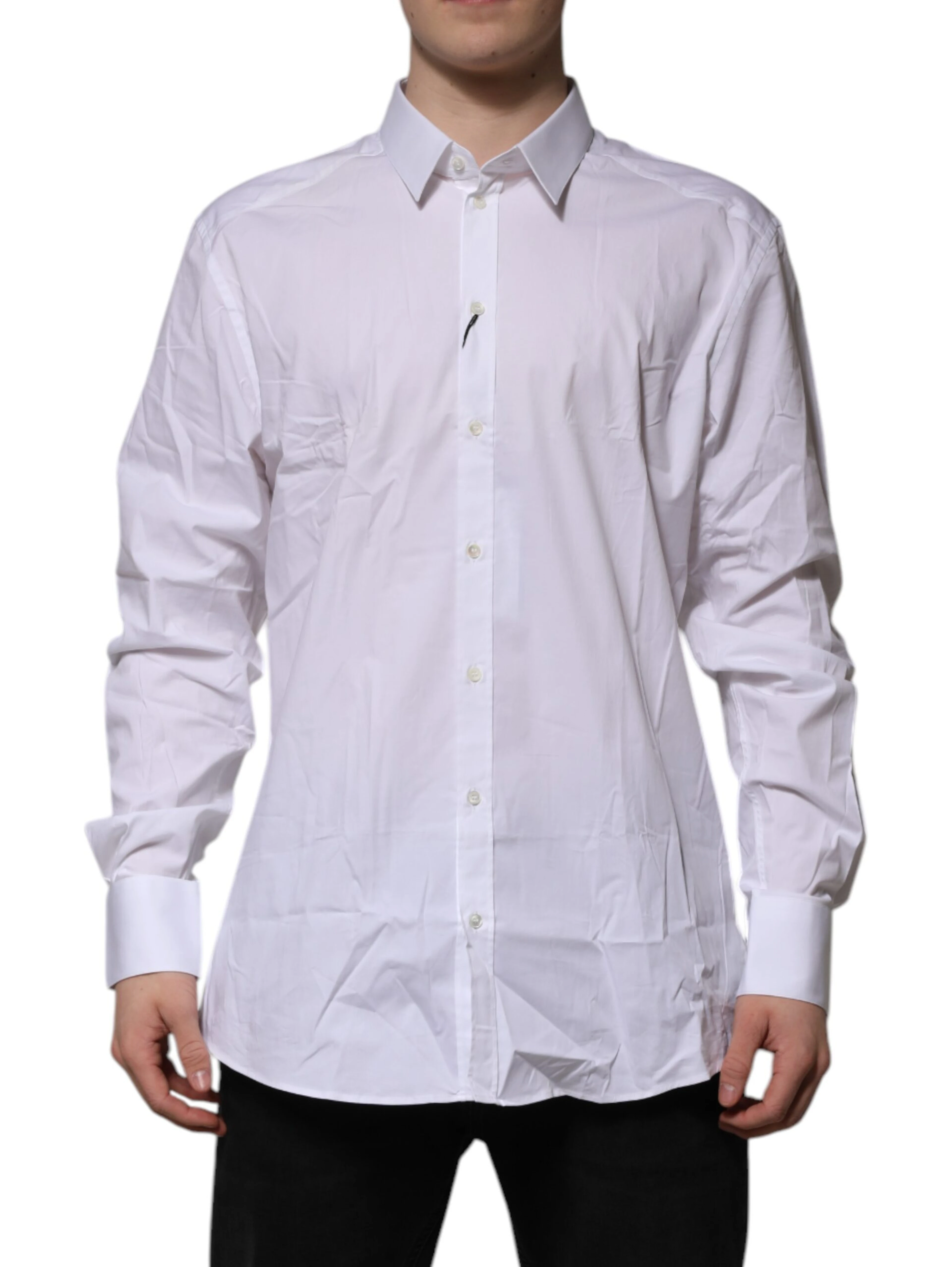 White Cotton GOLD Long Sleeves Formal Shirt