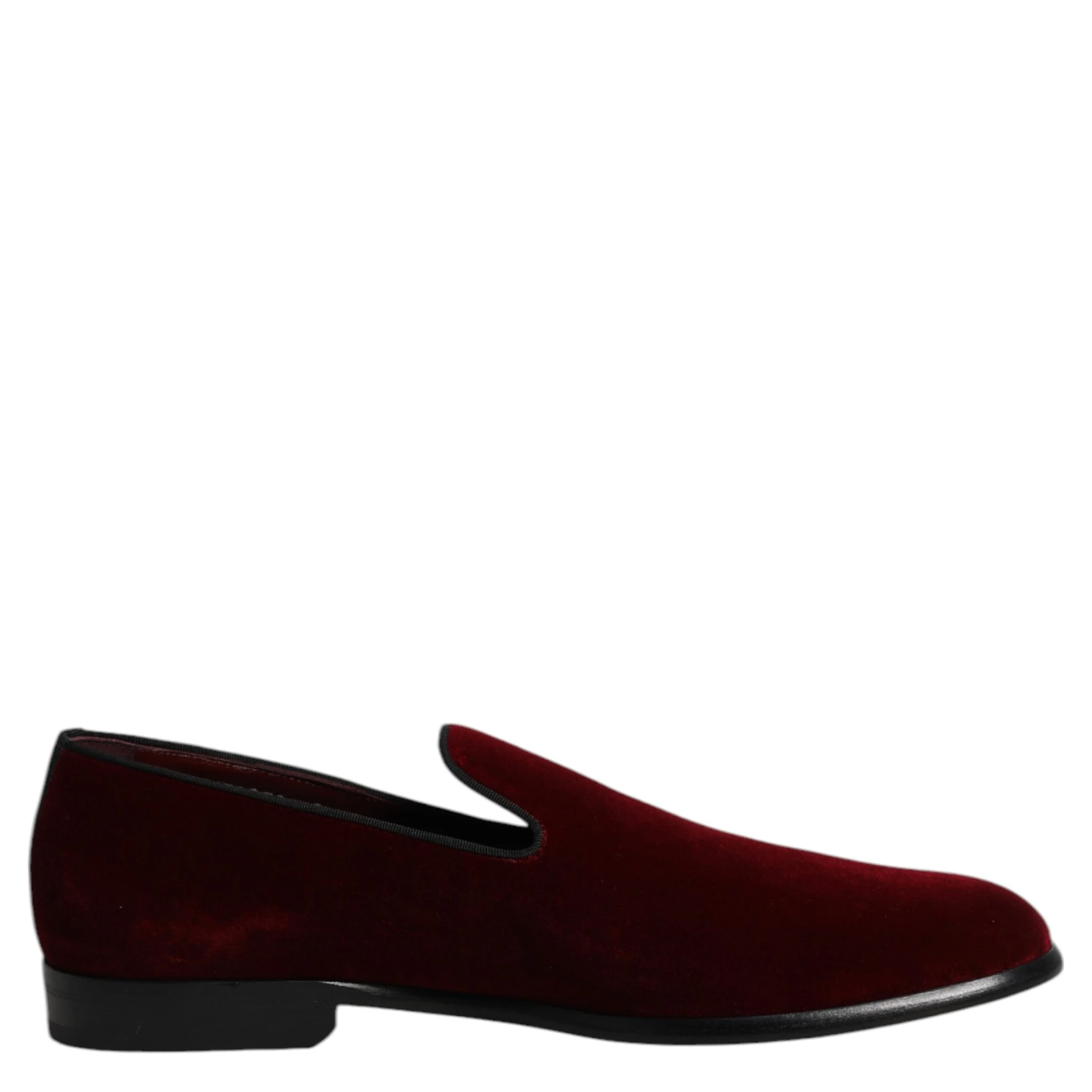 Red Cotton Velvet Slip On Loafers Formal Shoes