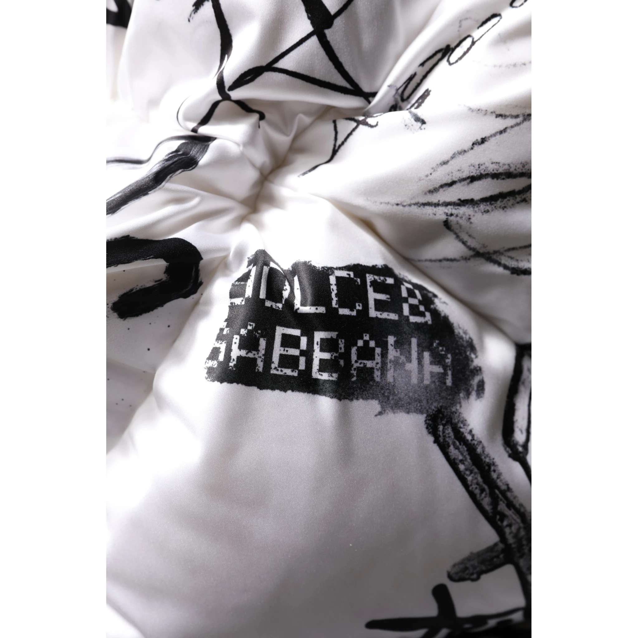 White Polyester Printed Hood Quilted Hat