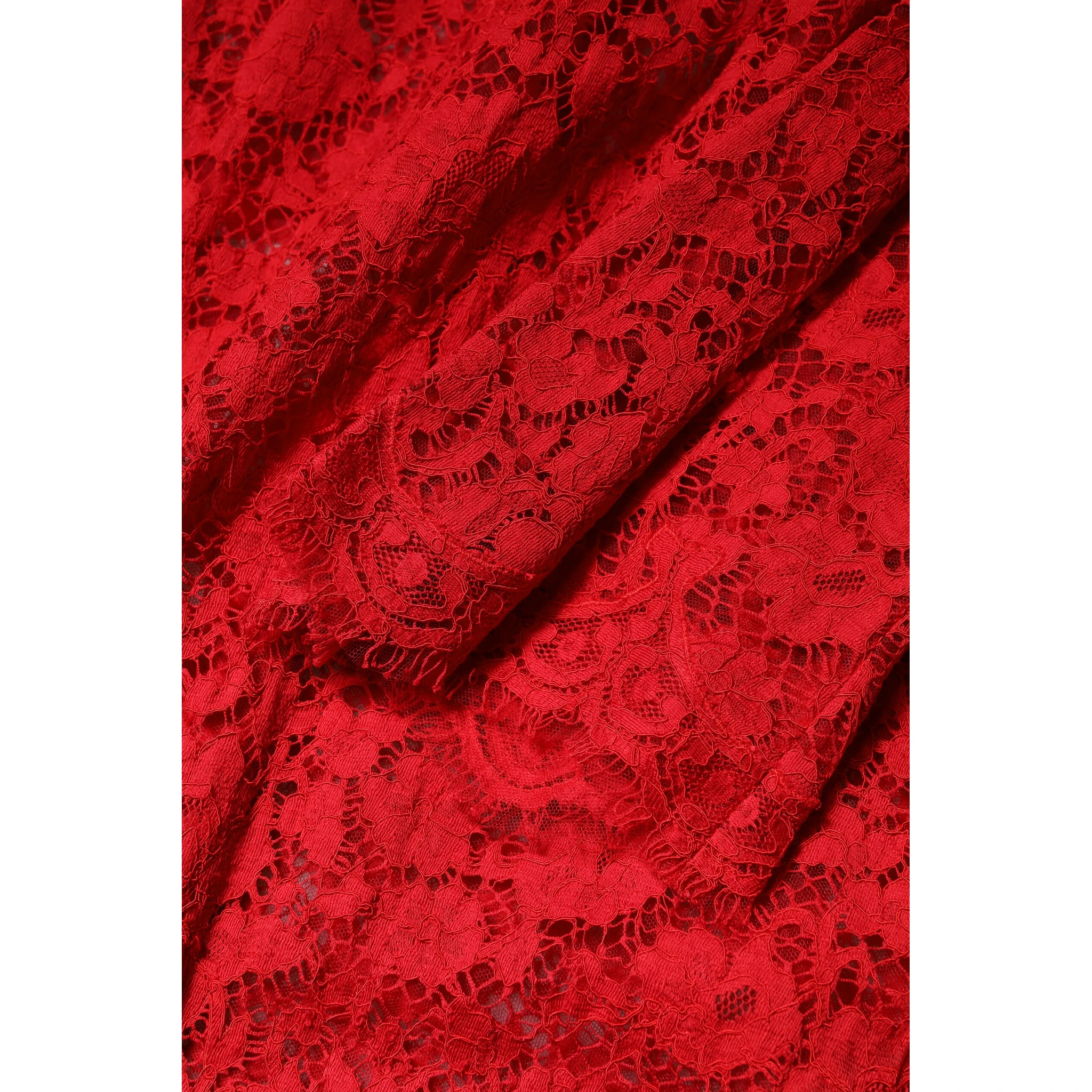 Red Floral Lace Rhinestone Embellished Dress