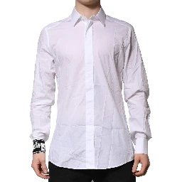 White Cotton GOLD Long Sleeves Formal Shirt