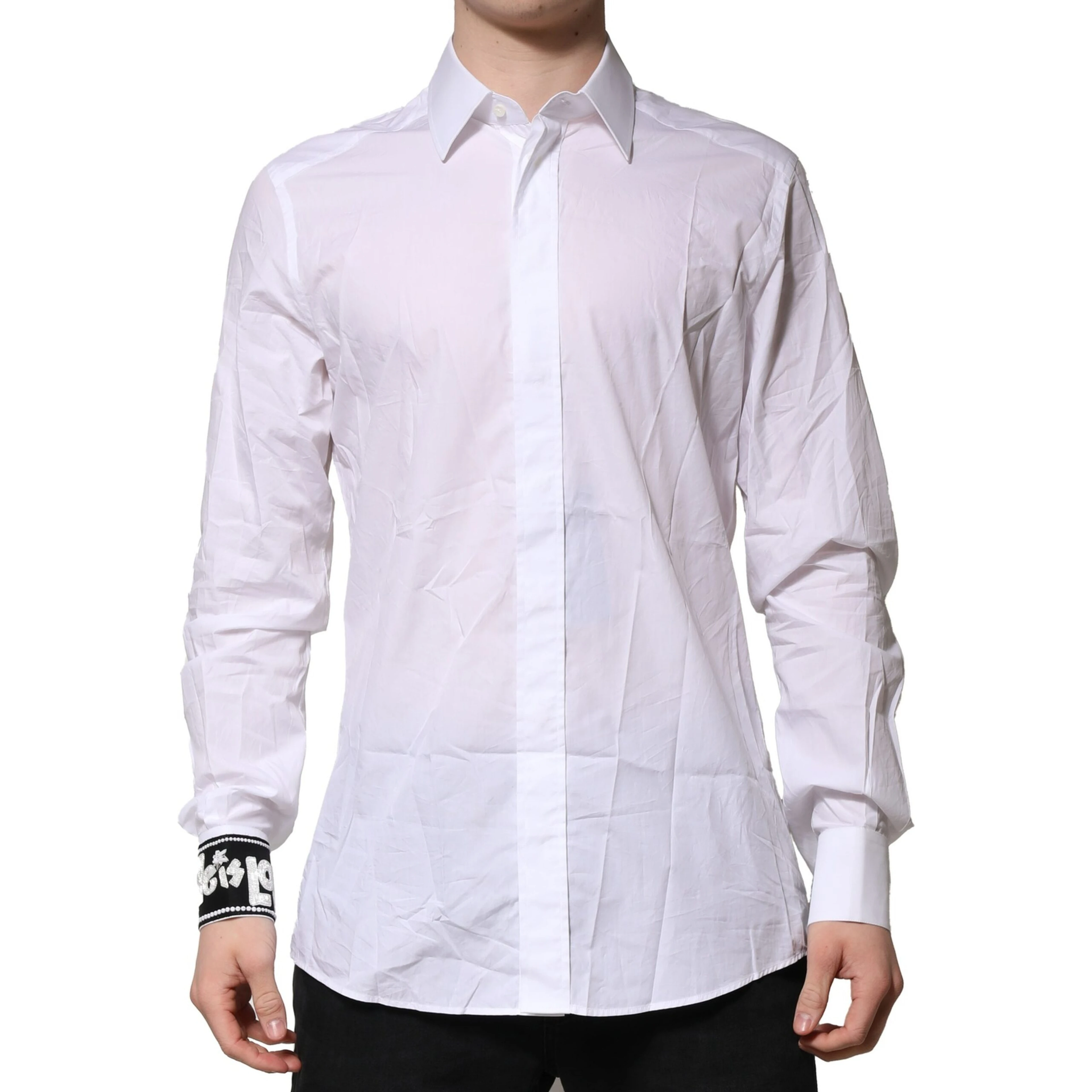 White Cotton GOLD Long Sleeves Formal Shirt