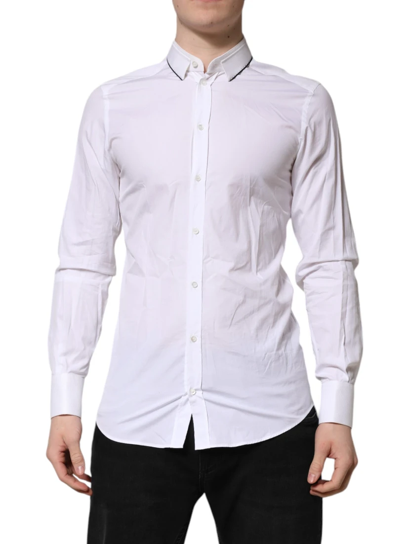 White Cotton GOLD Long Sleeves Formal Shirt
