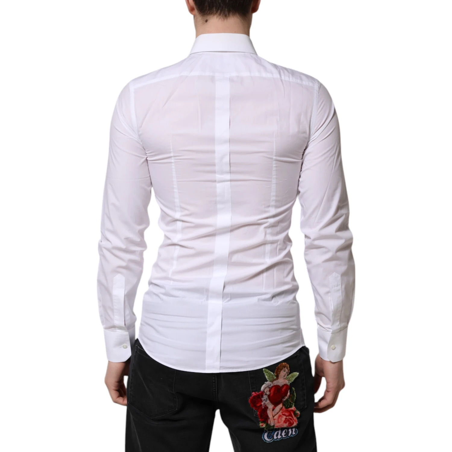 White GOLD Long Sleeves Dress Men Formal Shirt