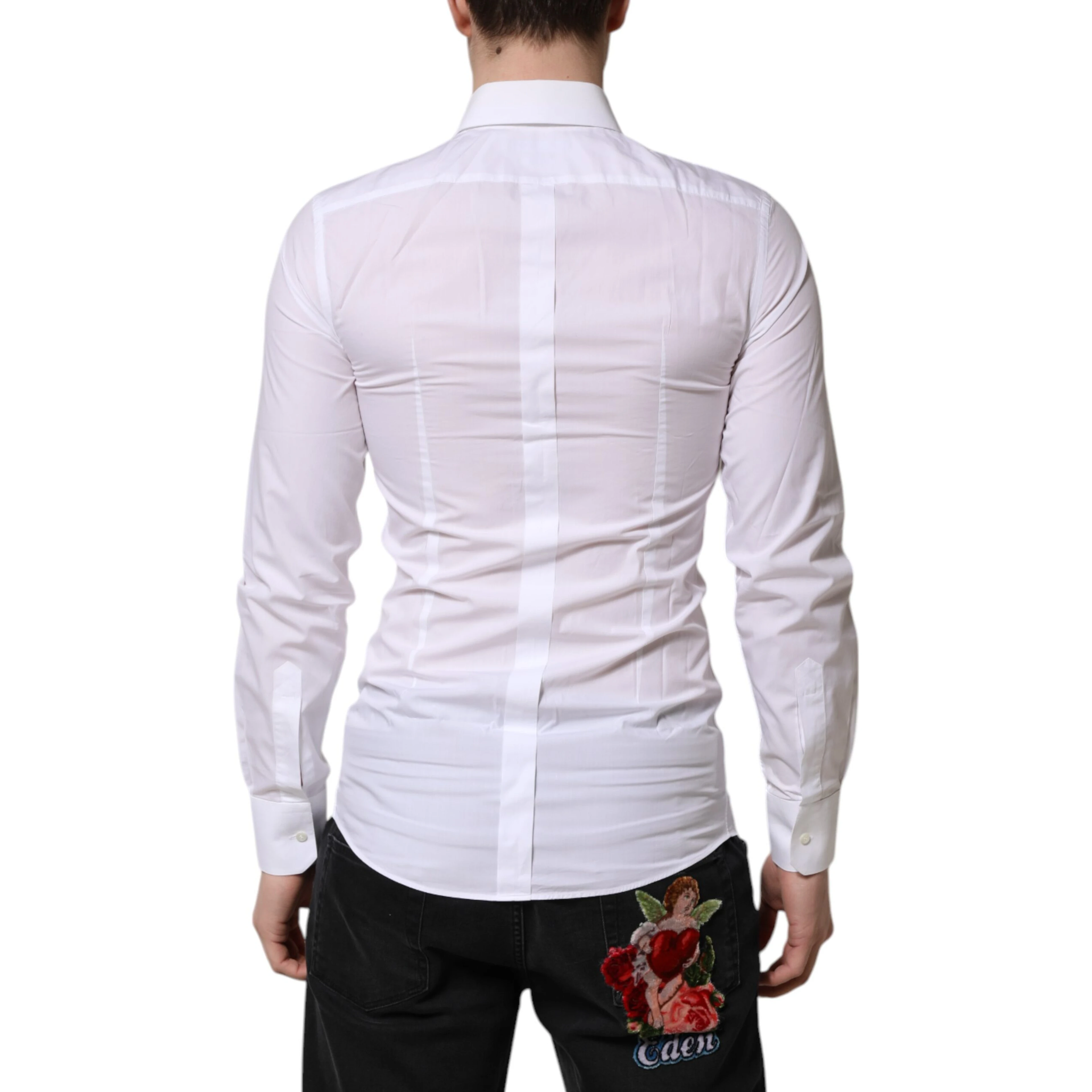 White GOLD Long Sleeves Dress Men Formal Shirt