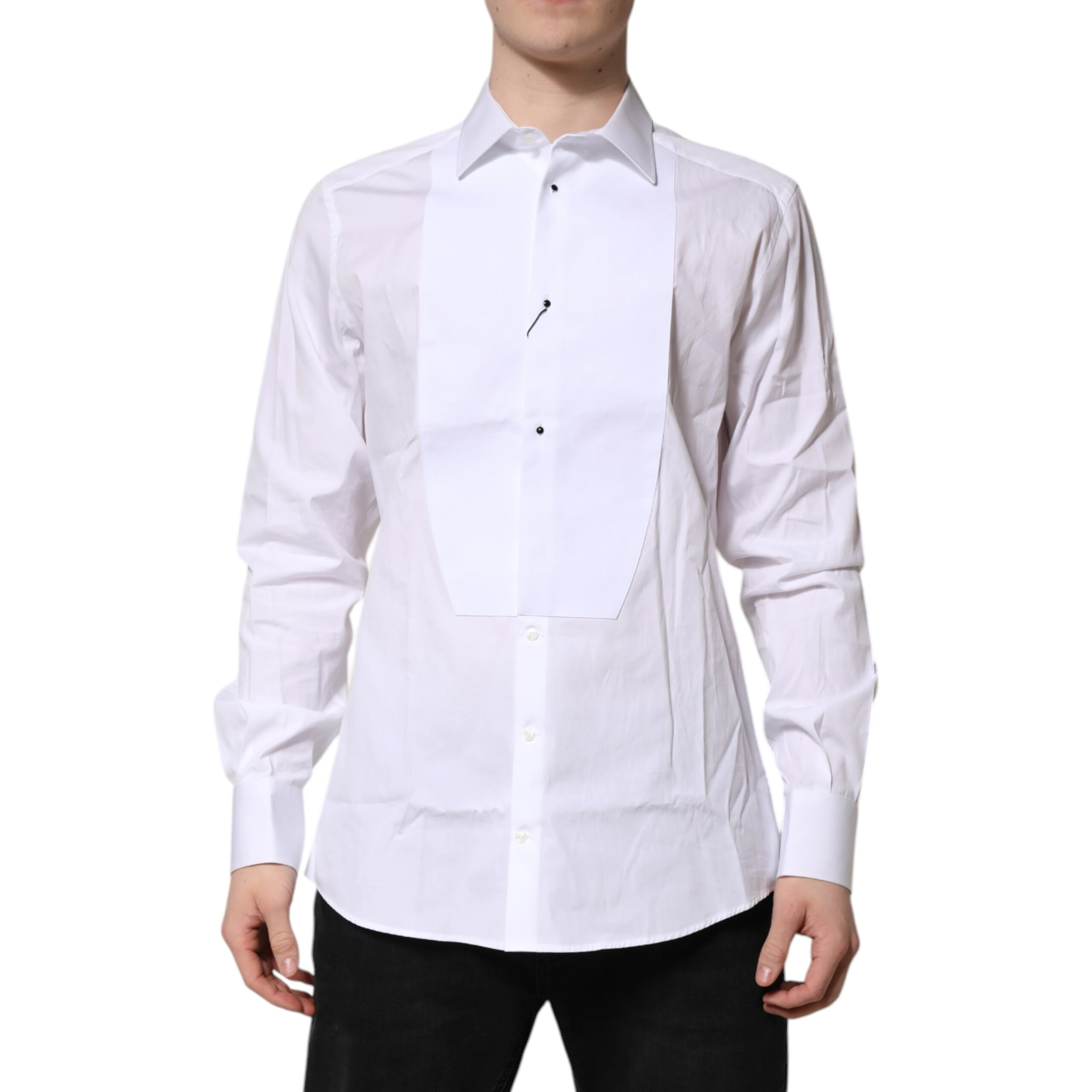 White Silk Bib Poplin GOLD Men Formal Shirt