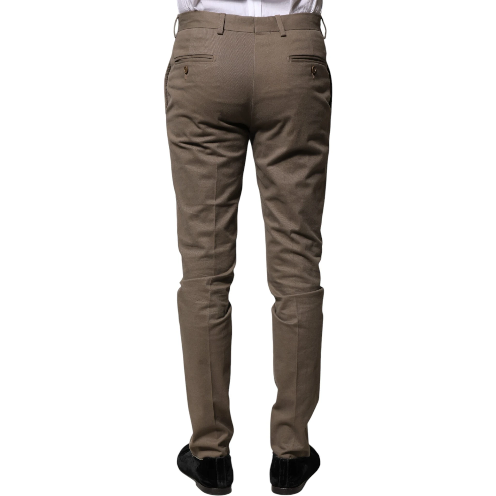 Brown Cotton Tapered Formal Dress Pants
