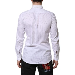 White Stripes Cotton Long Sleeve Formal Shirt