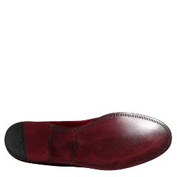 Red Cotton Velvet Slip On Loafers Formal Shoes