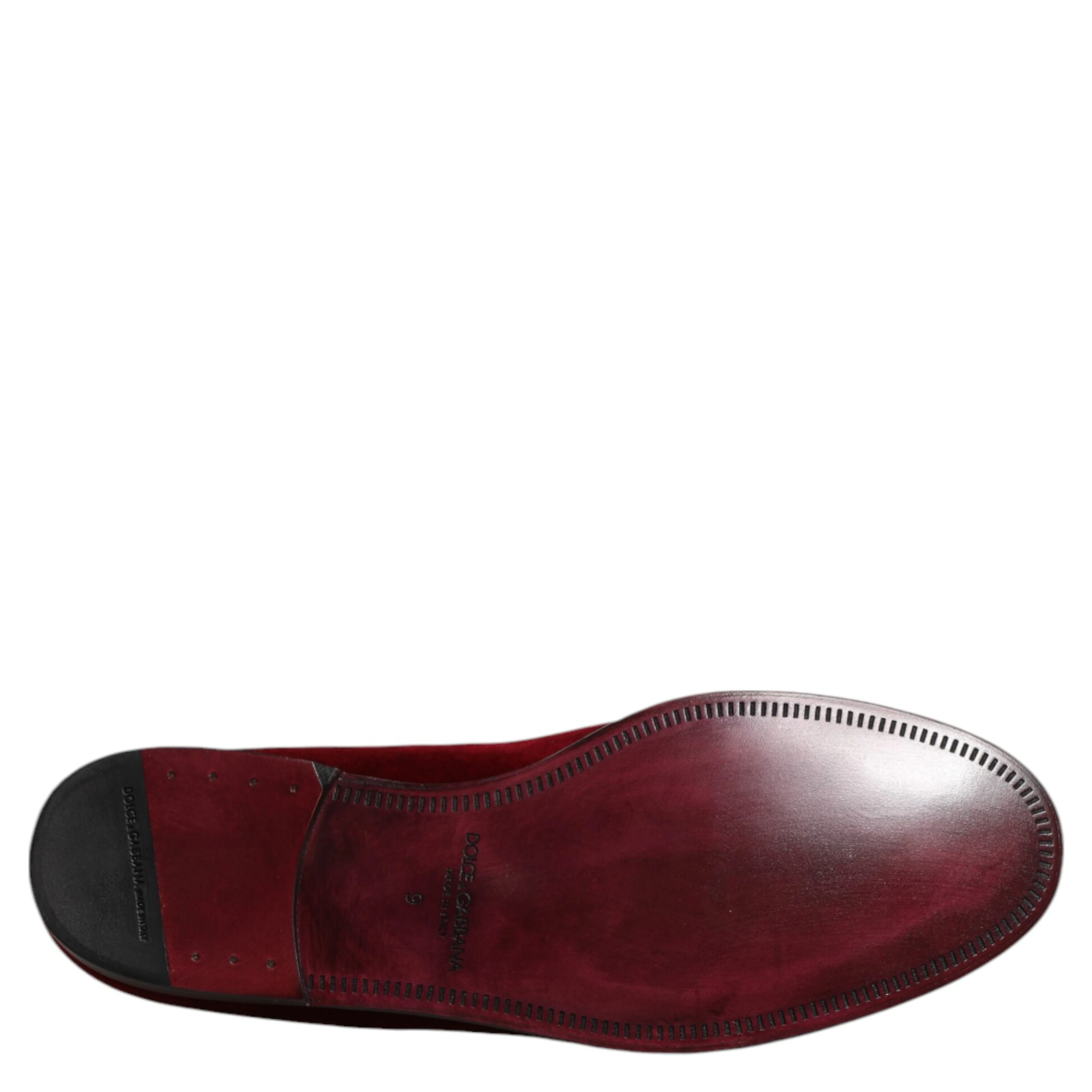 Red Cotton Velvet Slip On Loafers Formal Shoes