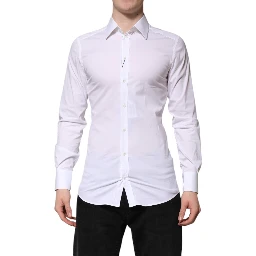 White Cotton GOLD Long Sleeves Formal Shirt