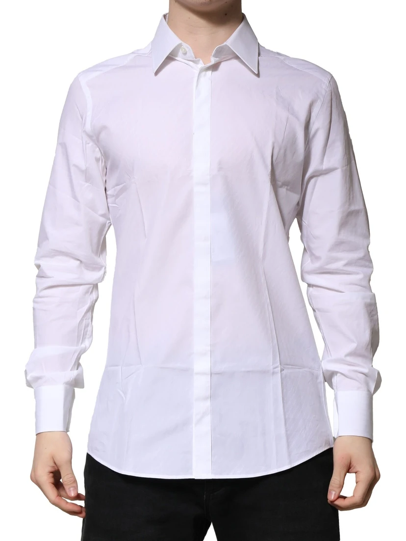 White Cotton GOLD Long Sleeves Formal Shirt