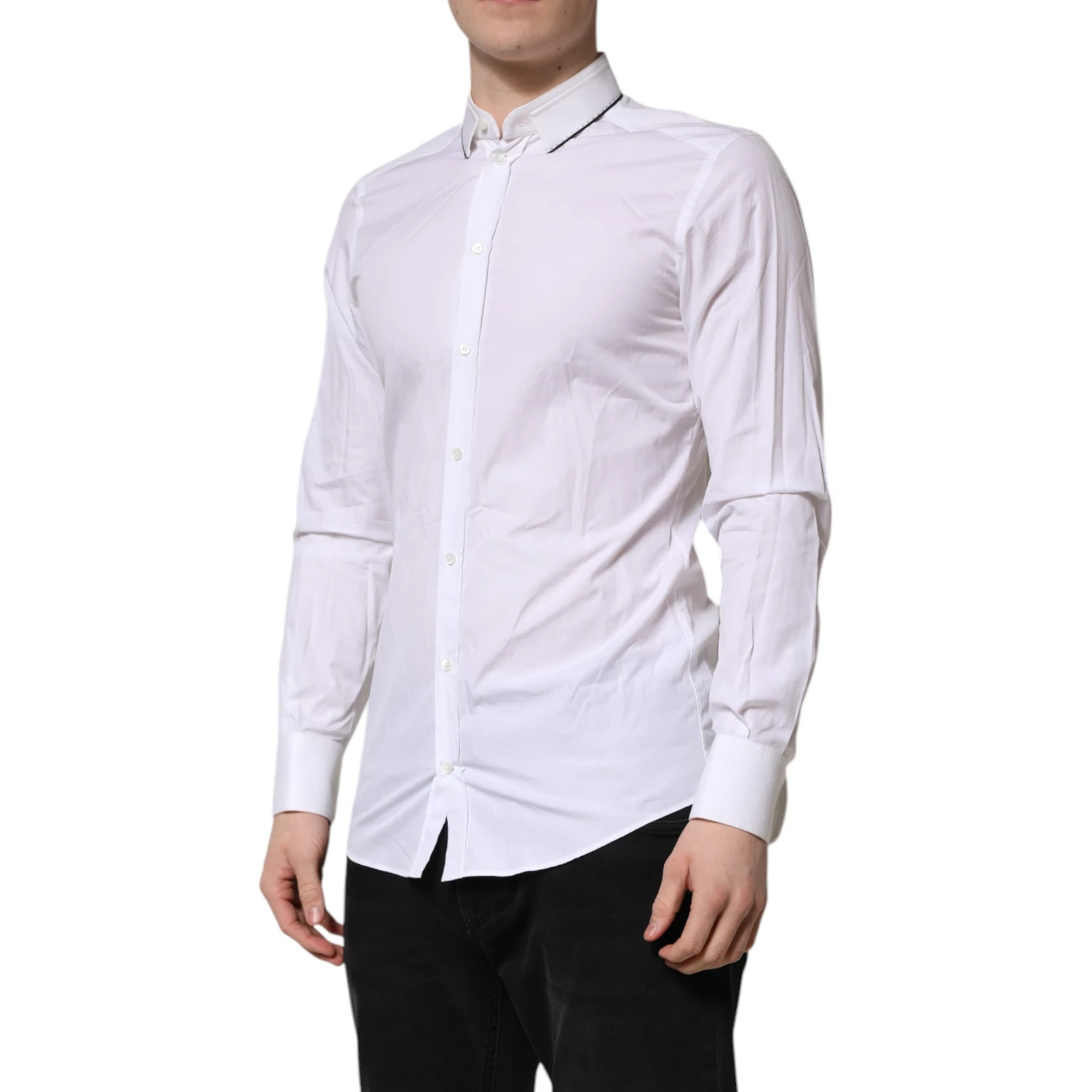 White Cotton GOLD Long Sleeves Formal Shirt