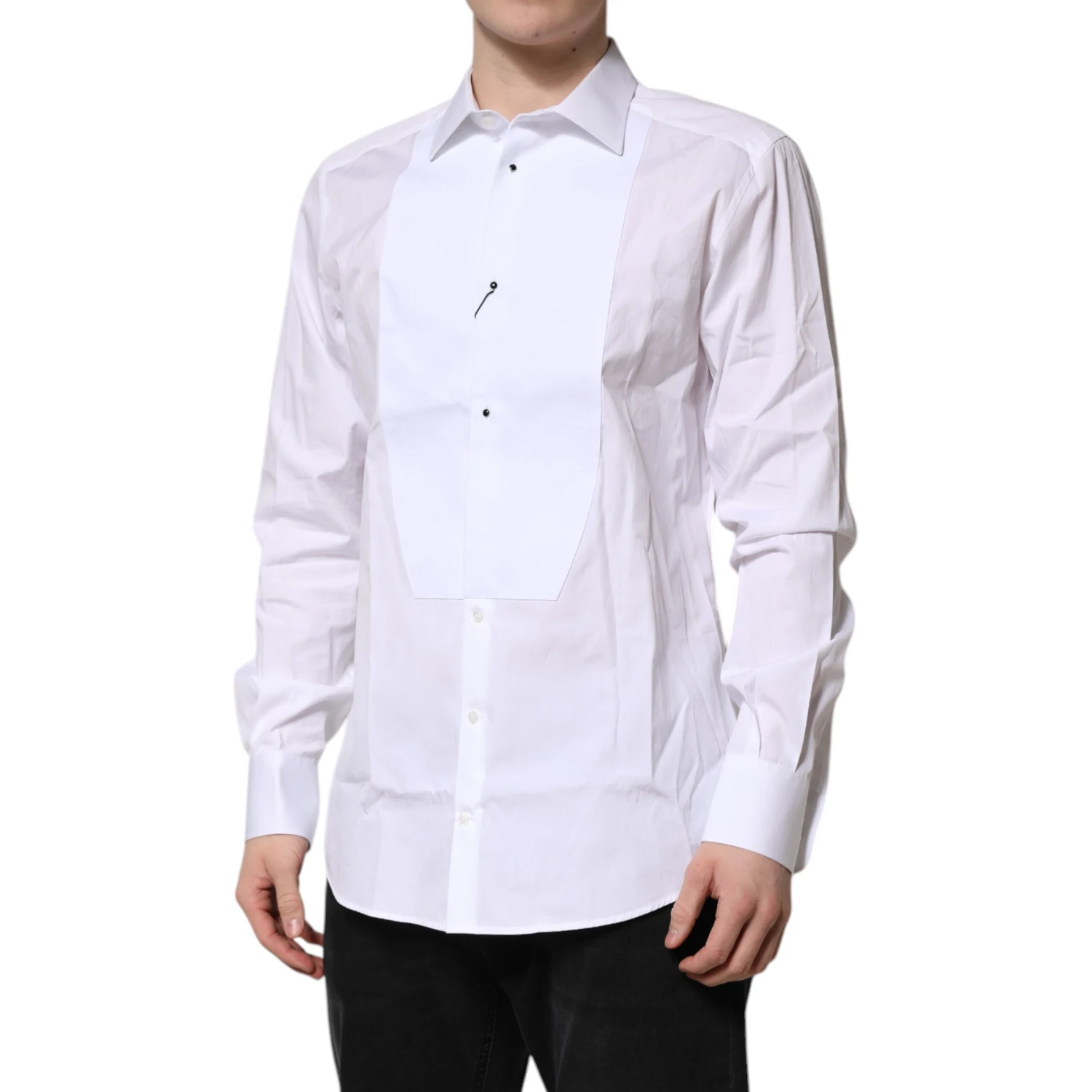 White Silk Bib Poplin GOLD Men Formal Shirt