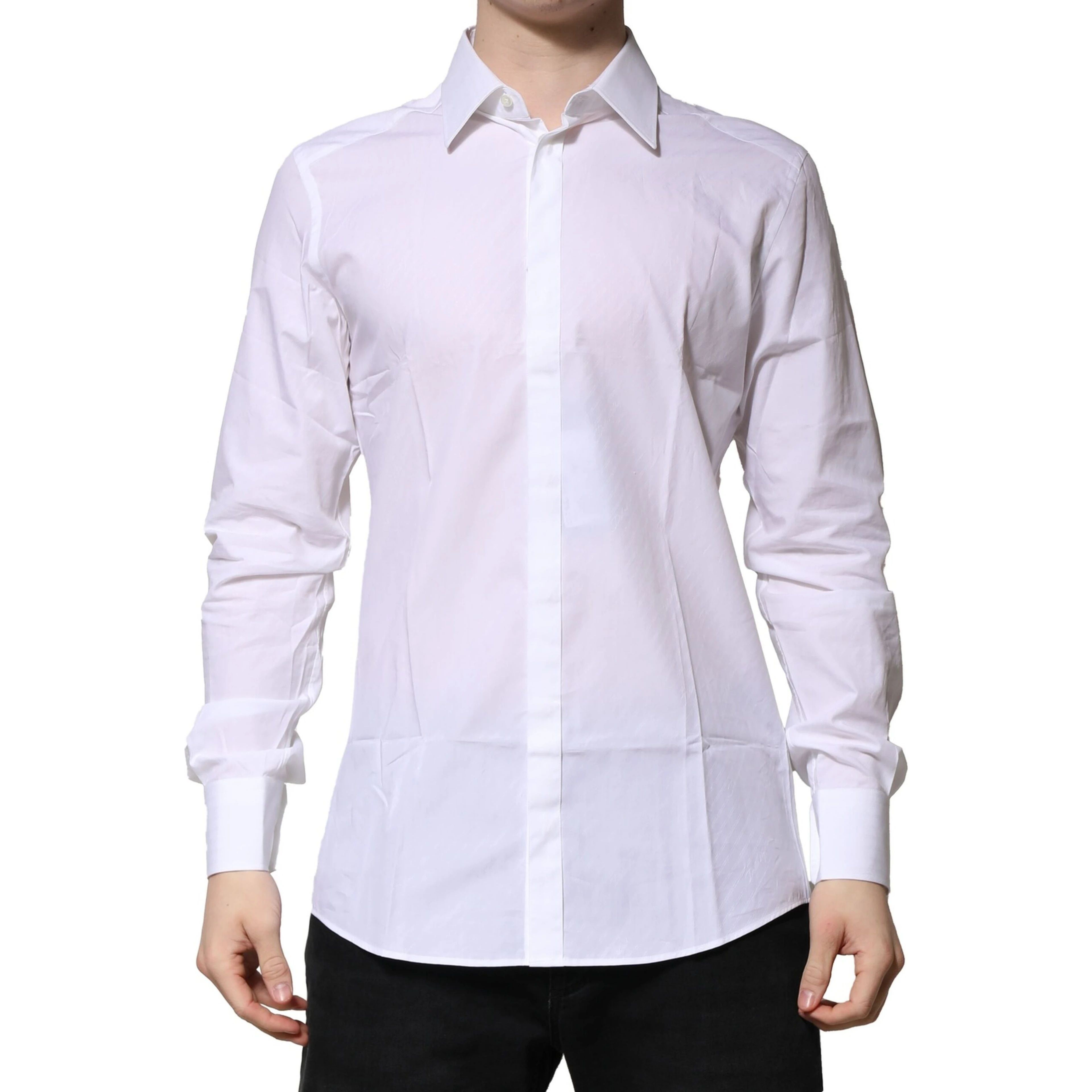 White Cotton GOLD Long Sleeves Formal Shirt