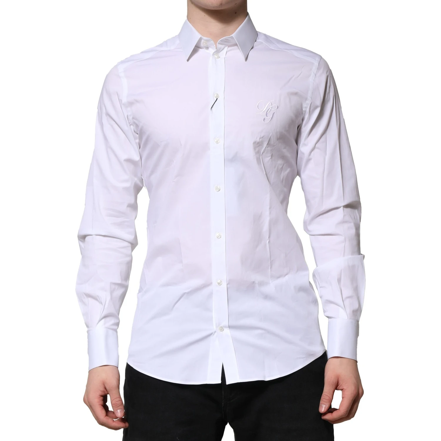 White Cotton GOLD Long Sleeves Formal Shirt