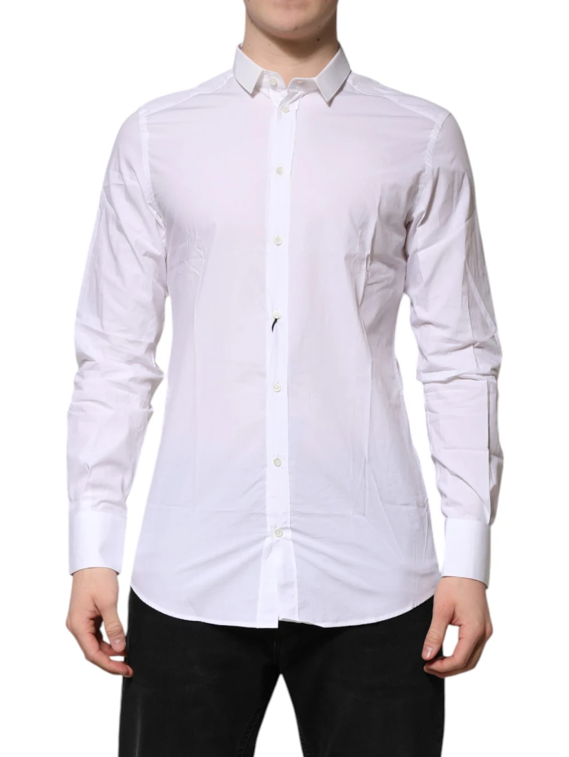White Cotton GOLD Long Sleeves Formal Shirt