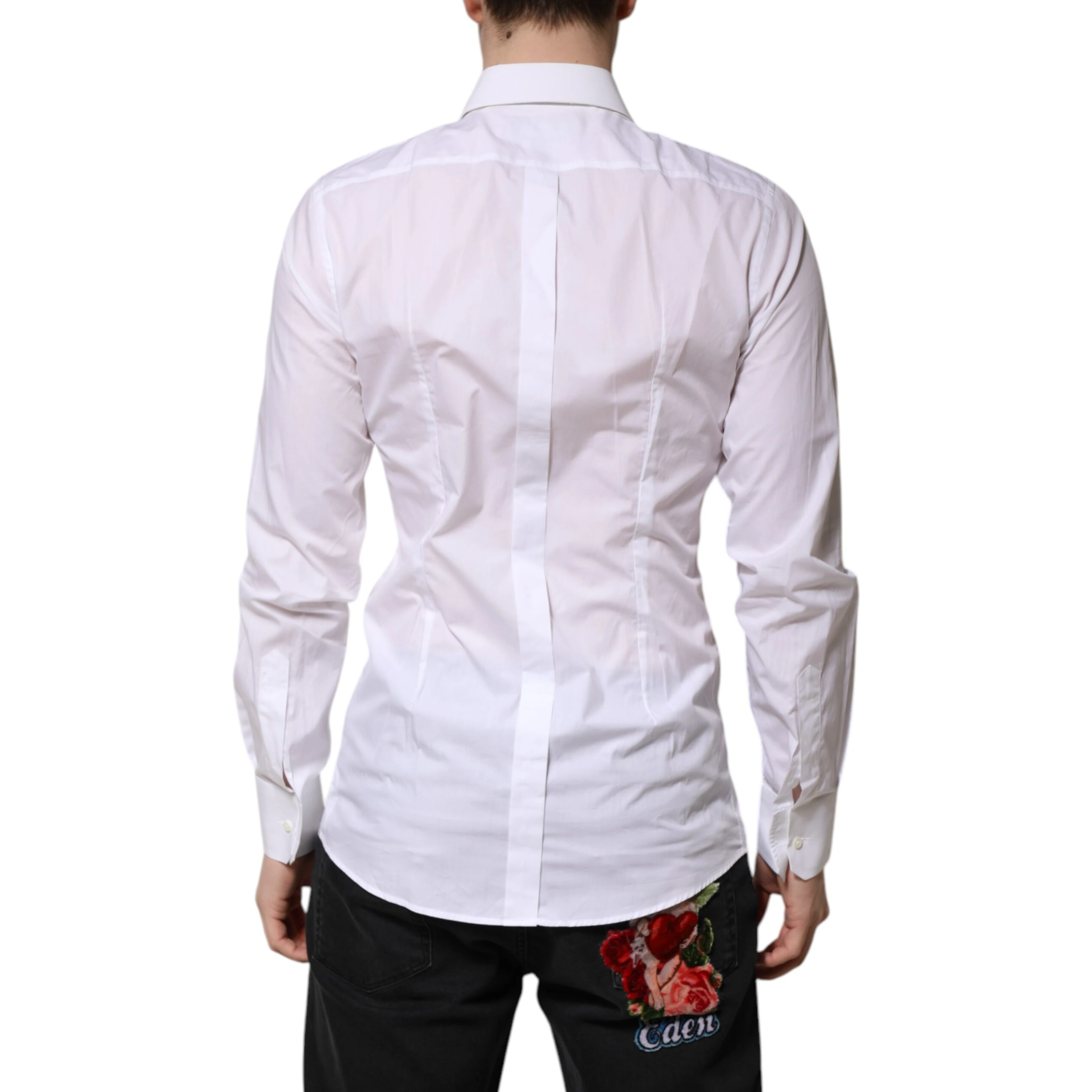 White GOLD Long Sleeves Dress Men Formal Shirt