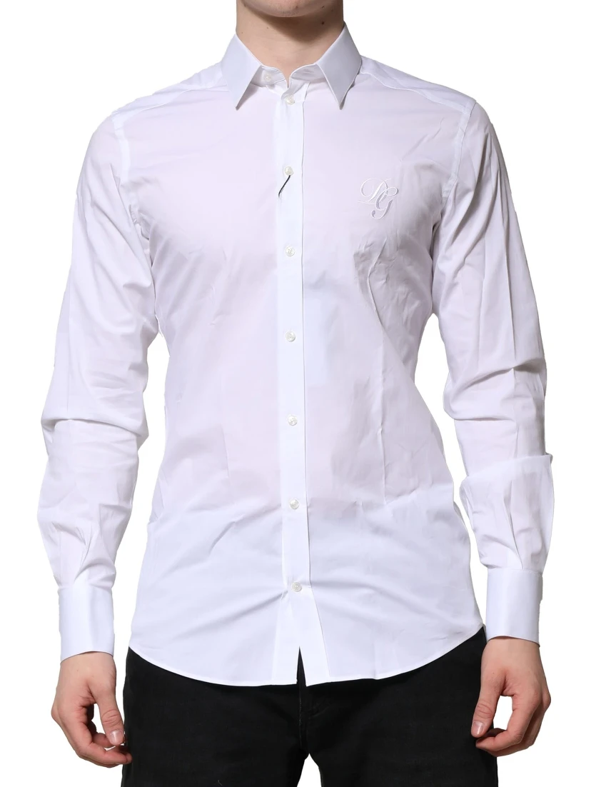 White Cotton GOLD Long Sleeves Formal Shirt