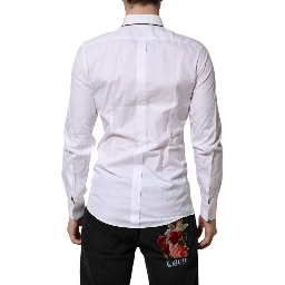 White Cotton GOLD Long Sleeves Formal Shirt