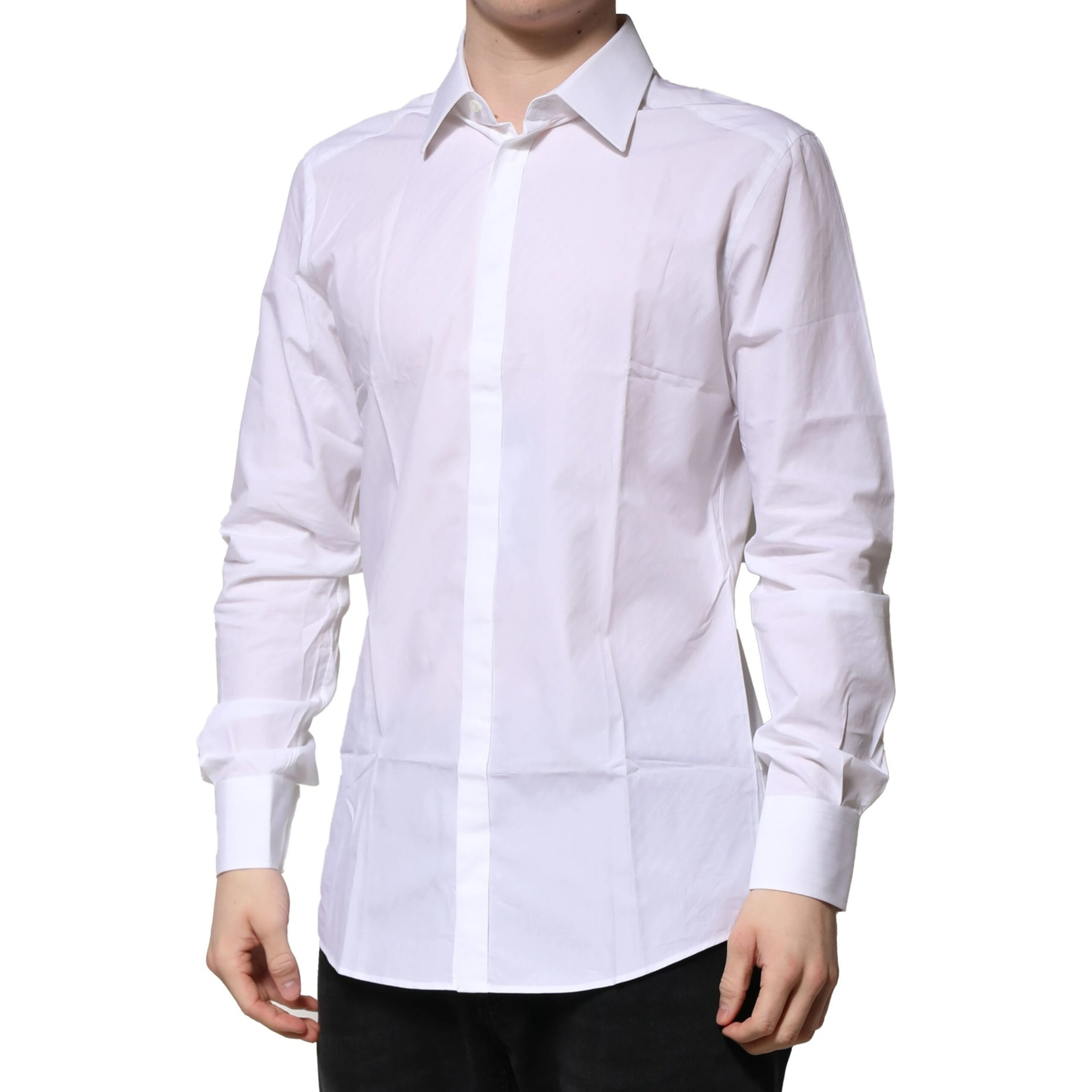 White Cotton GOLD Long Sleeves Formal Shirt