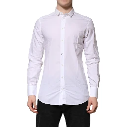 White Cotton GOLD Long Sleeves Formal Shirt