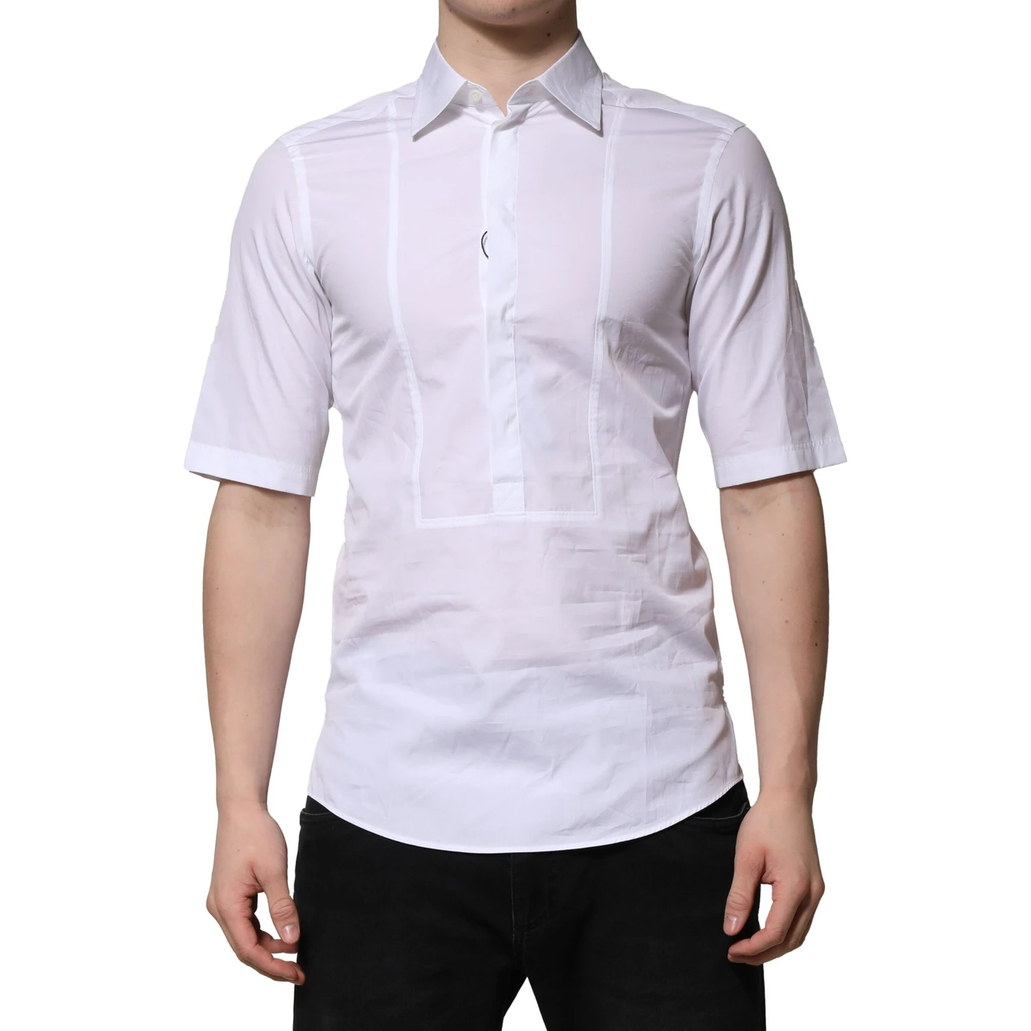 White Cotton Short Sleeves Men Formal Shirt