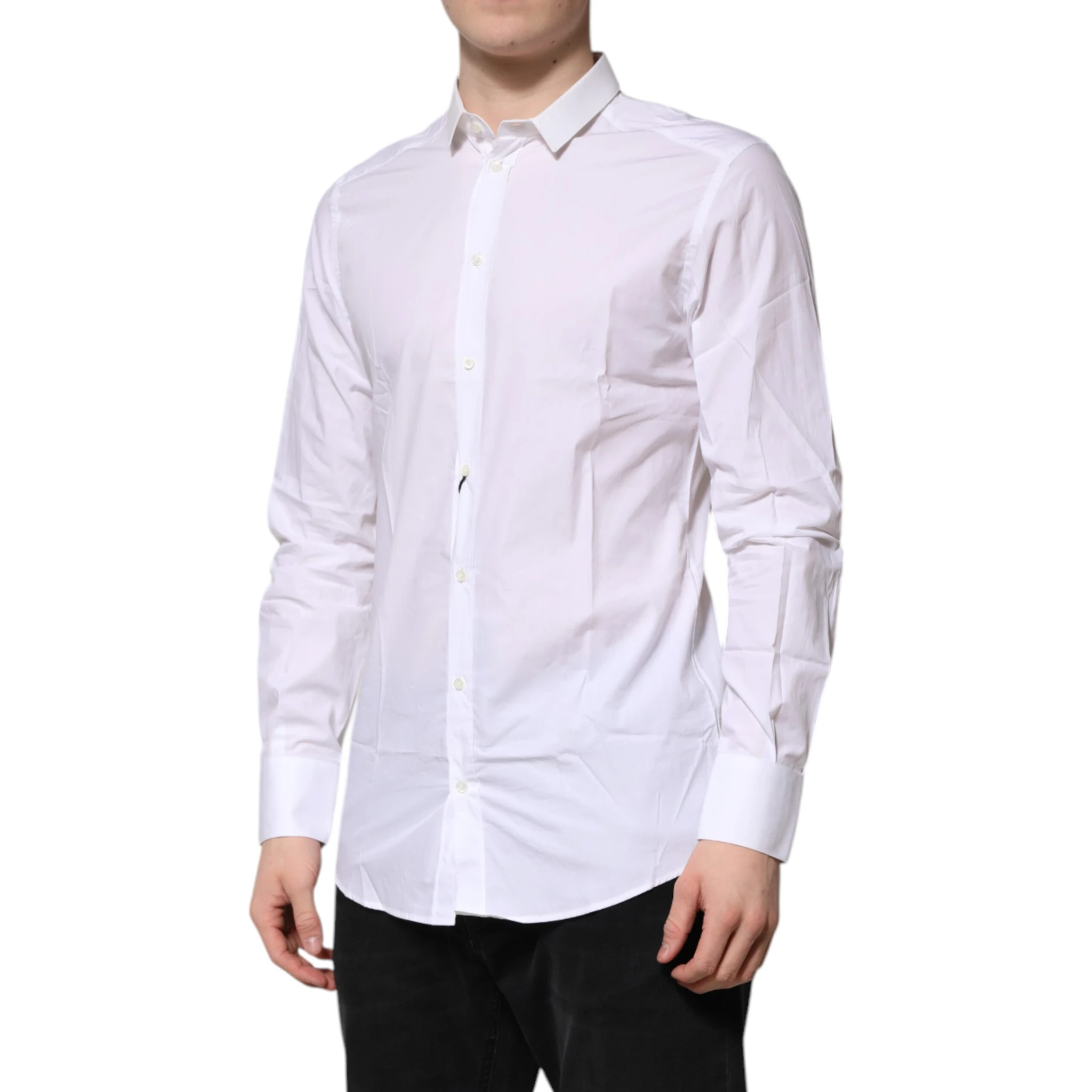 White Cotton GOLD Long Sleeves Formal Shirt