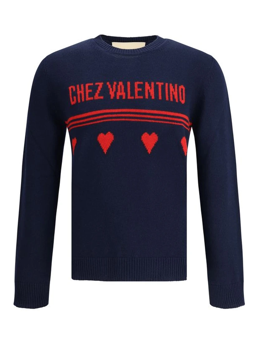 سويت شيرت من الصوف الأزرق