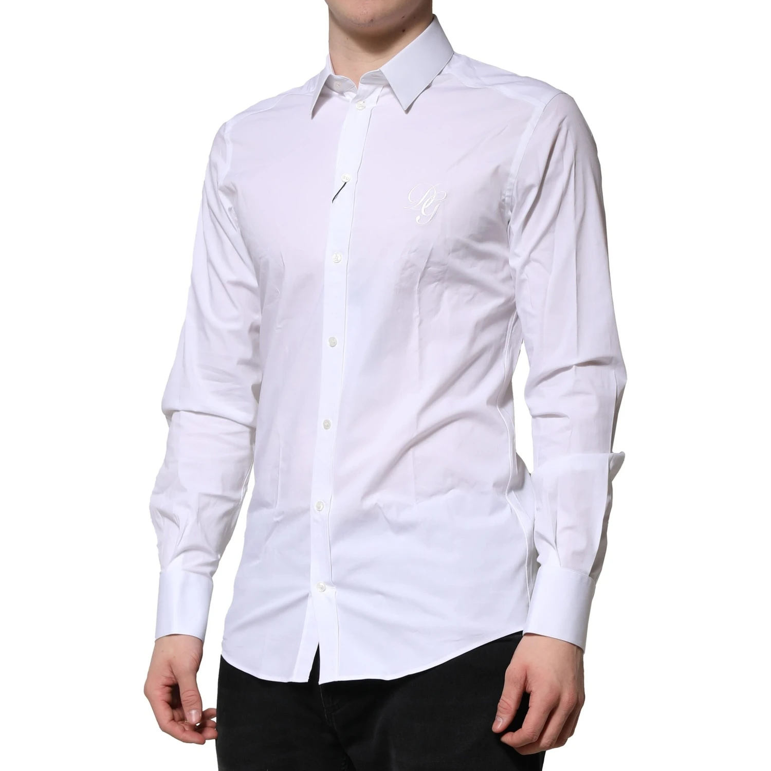 White Cotton GOLD Long Sleeves Formal Shirt