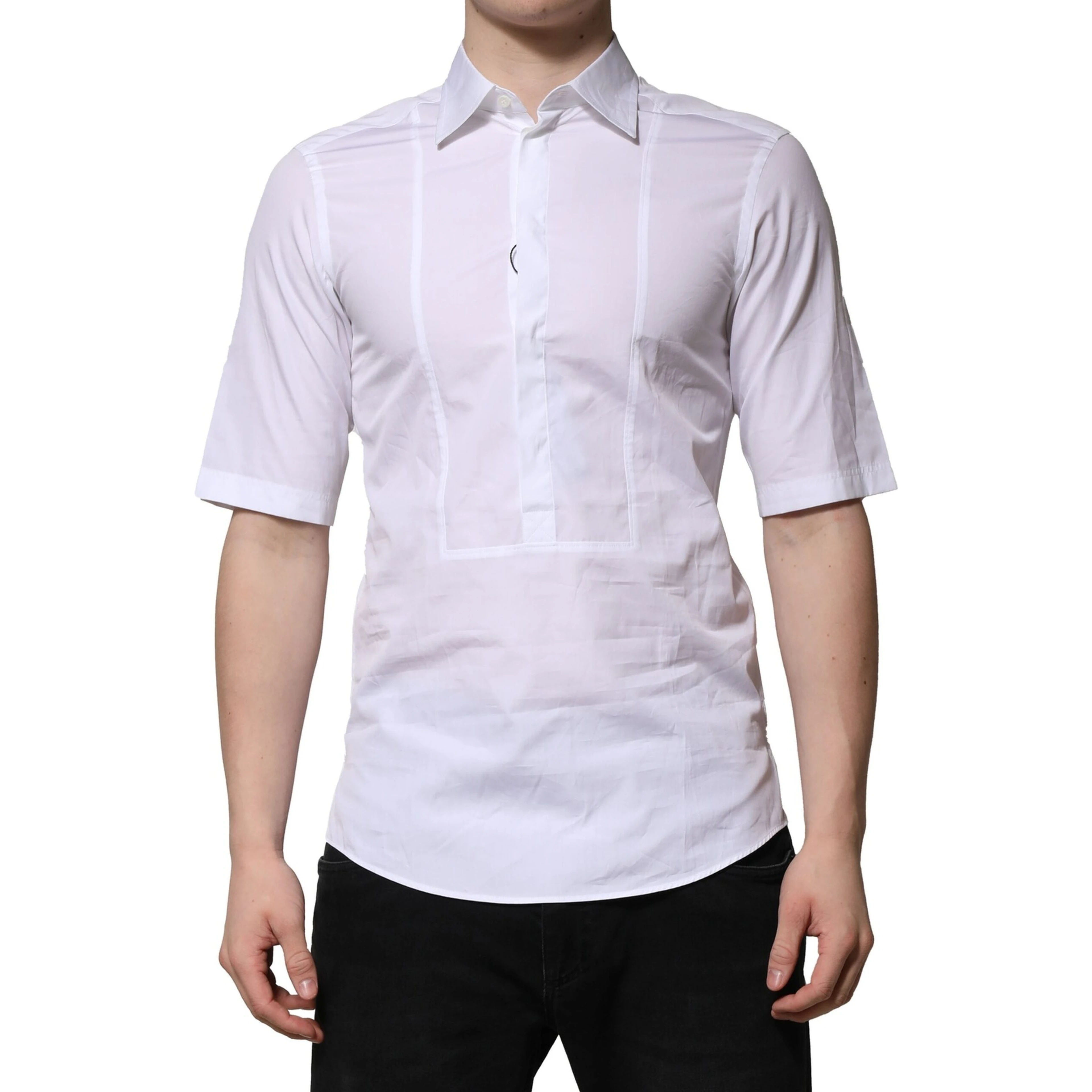White Cotton Short Sleeves Men Formal Shirt