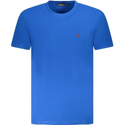 Blue Cotton Men T-Shirt