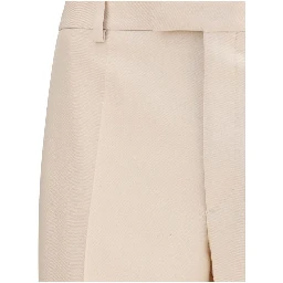 Cream Fleece Wool Dress Pants
