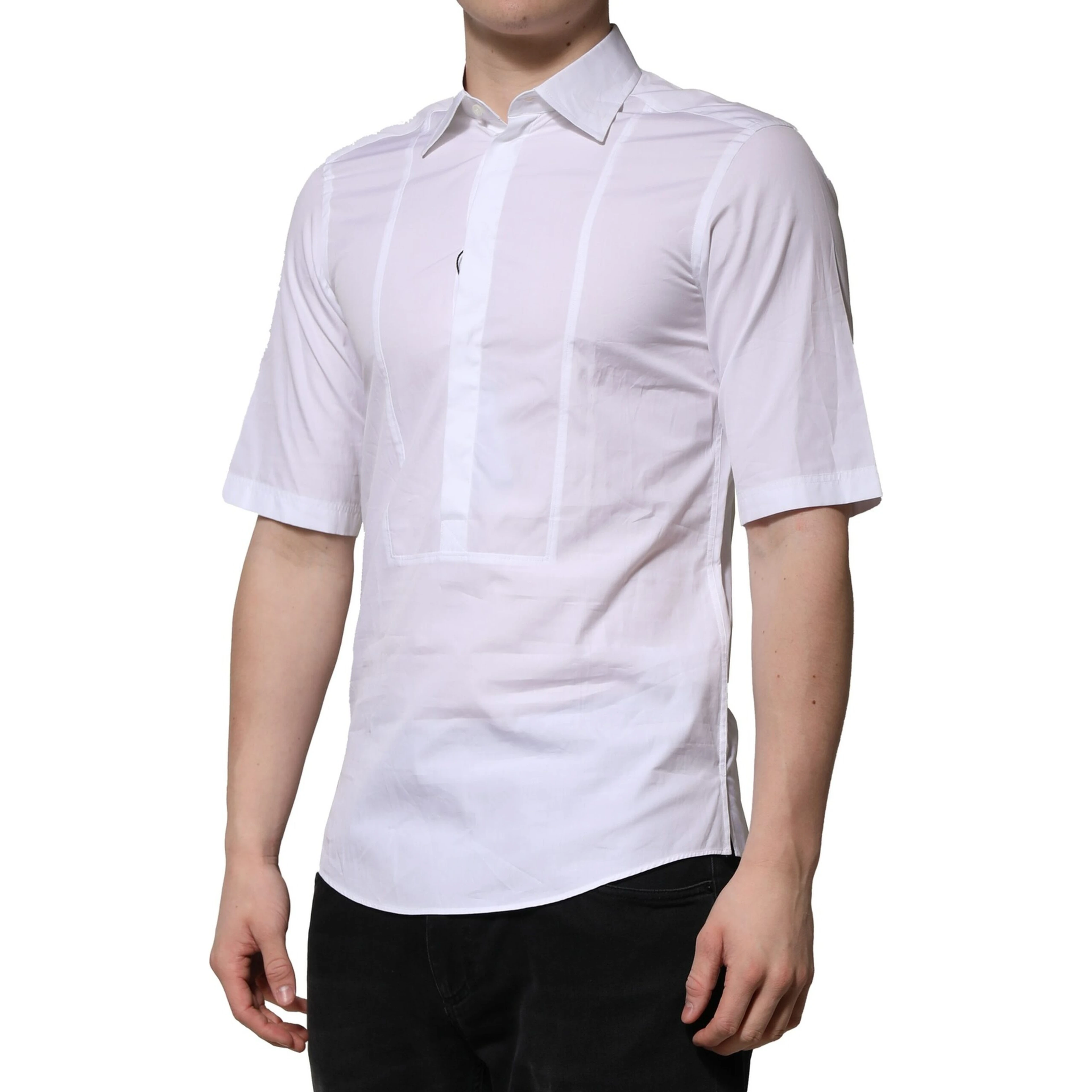 White Cotton Short Sleeves Men Formal Shirt
