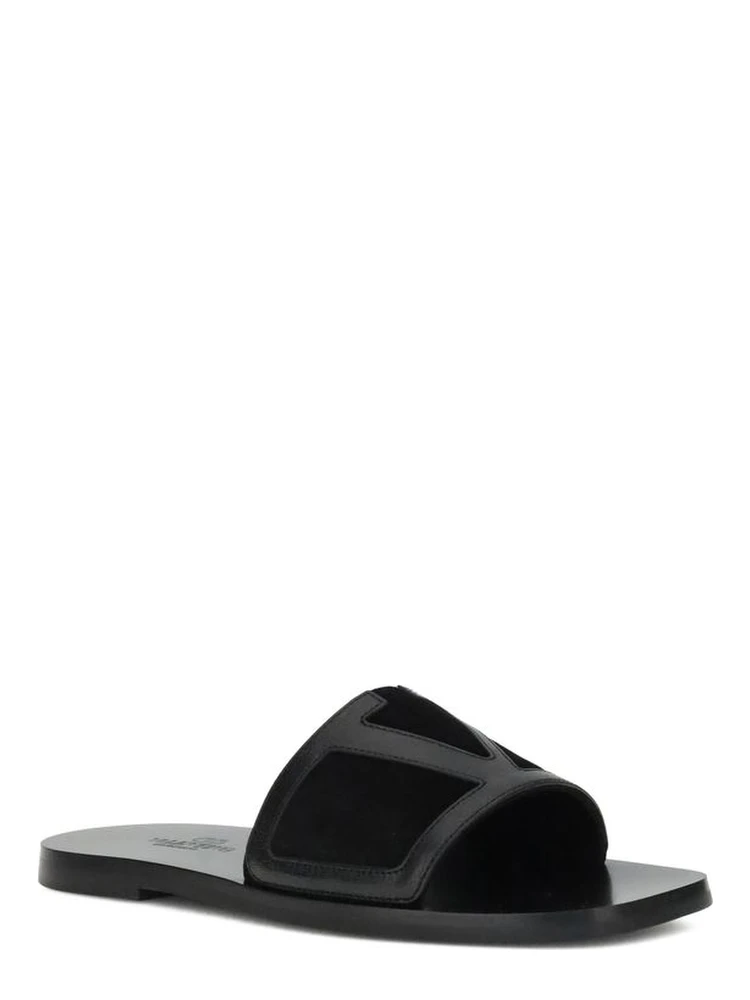 Black Calf Leather Bos Taurus Flat Sandals alternative