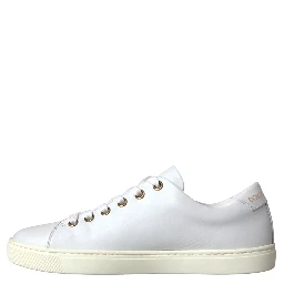 White Leather Gold Red Heart Sneakers Shoes
