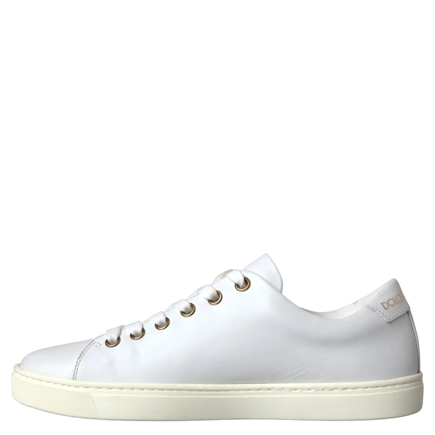 White Leather Gold Red Heart Sneakers Shoes