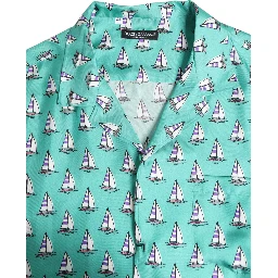 Green Printed Short Sleeves Casual Shirt