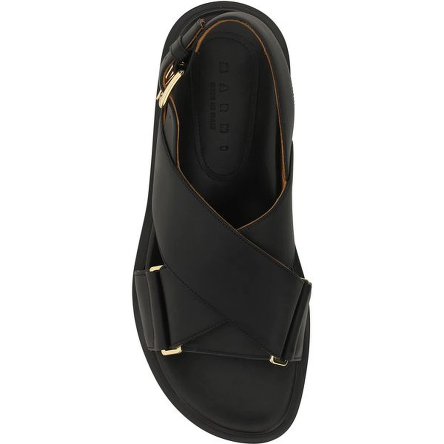 Black Calf Leather Bos Taurus Flat Sandals