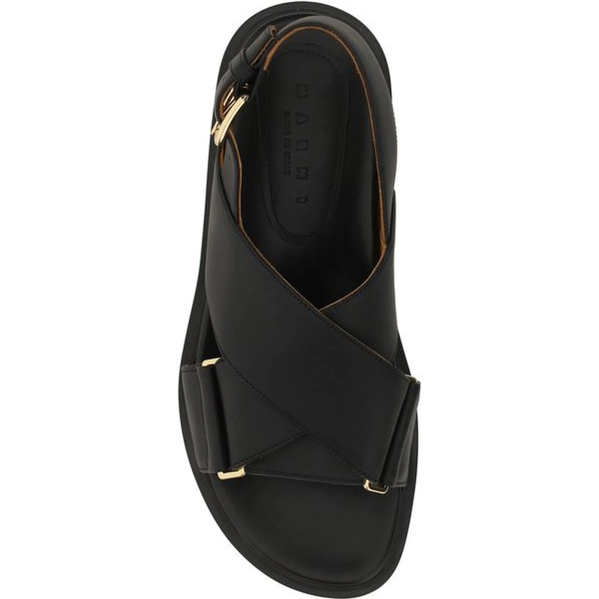 Black Calf Leather Bos Taurus Flat Sandals