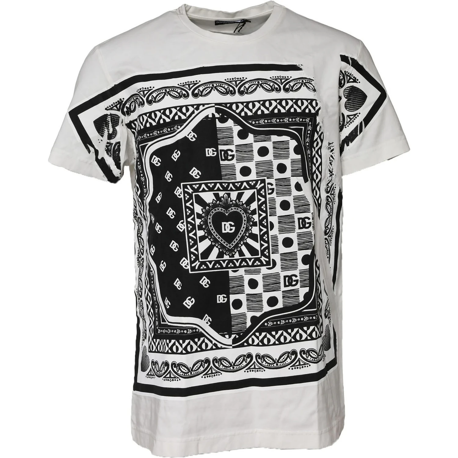 White Bandana Cotton Men Crew Neck T-shirt