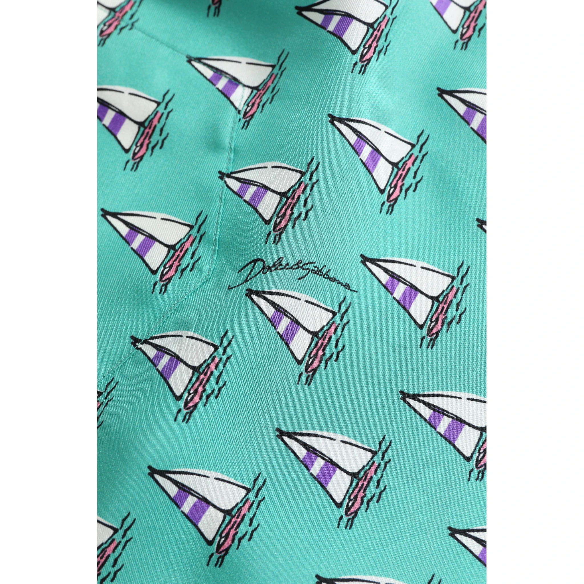 Green Printed Short Sleeves Casual Shirt