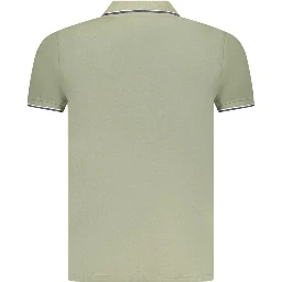 Green Cotton Men Polo Shirt