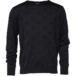 Black Silk Crew Neck Sweatshirt Sweater