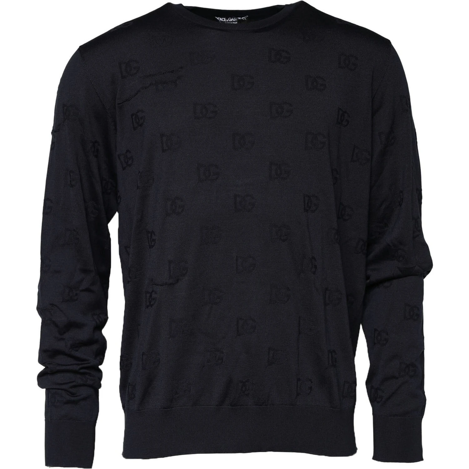 Black Silk Crew Neck Sweatshirt Sweater