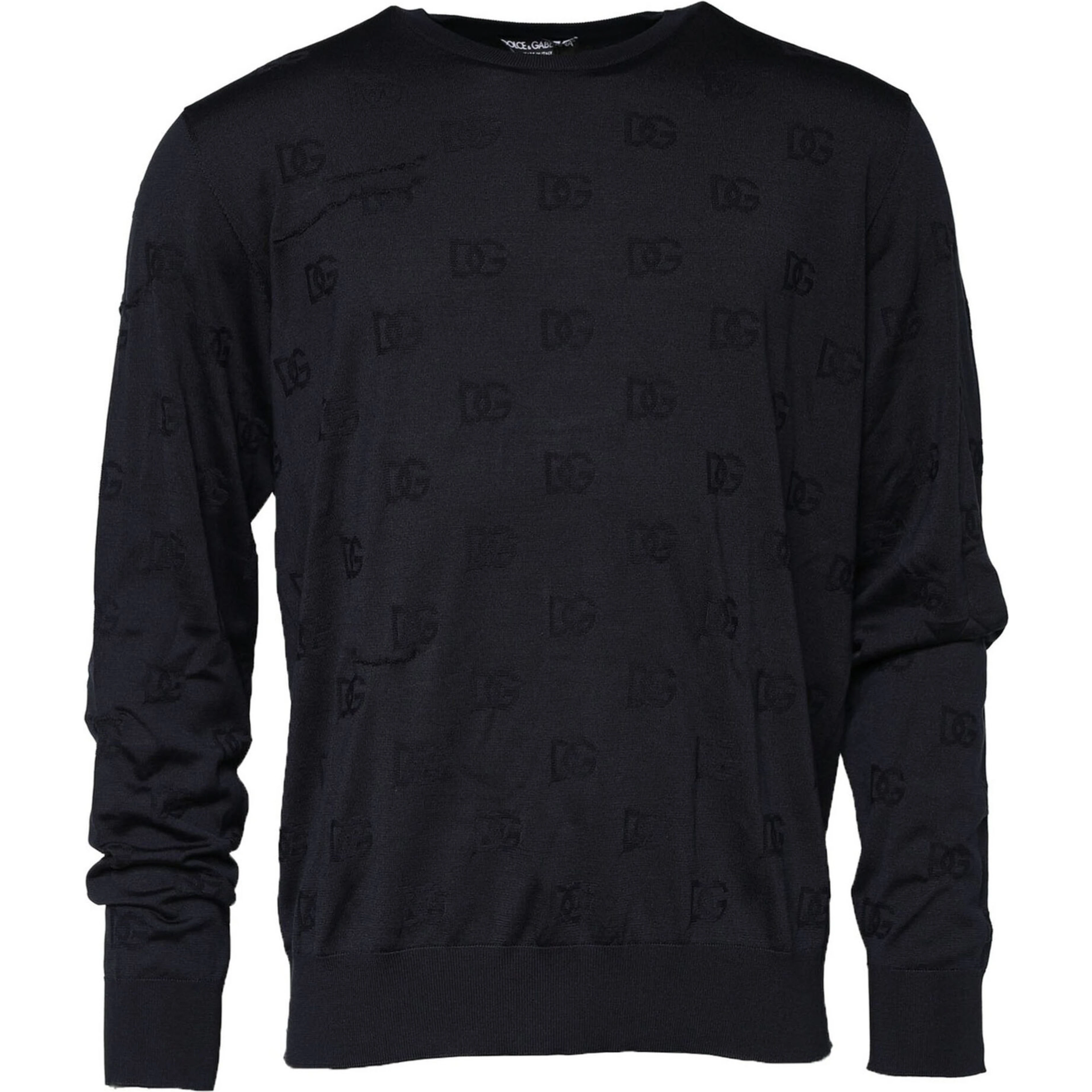 Black Silk Crew Neck Sweatshirt Sweater